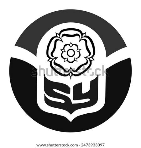 Circle badge South Yorkshire flag button vector illustration isolated on white. United Kingdom province. England territory. Roundel South Yorkshire emblem banner. Great Britain national symbol.