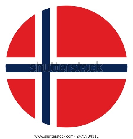 Circle badge Norway flag button vector illustration isolated on background. Europe Union state member. Nordic state. Roundel Norway emblem banner. National symbol.