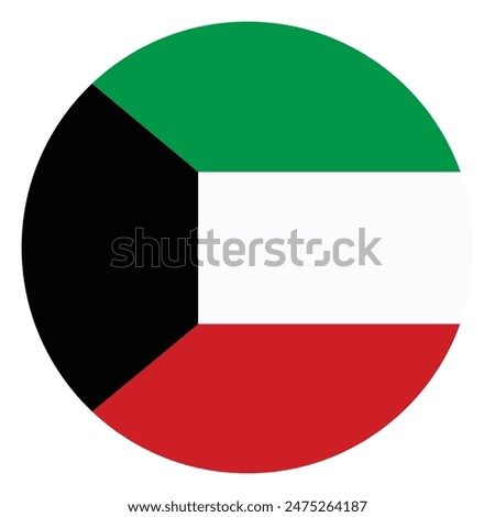 Circle badge Kuwait flag button vector illustration isolated. State in Asia. Middle East country. Roundel Kuwait flag emblem banner. National symbol. Patriotic sign.