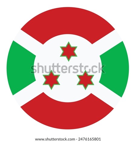 Circle badge Burundi flag button vector illustration isolated. State in Africa. National symbol. Patriotic sign. Roundel Burundi flag emblem banner.