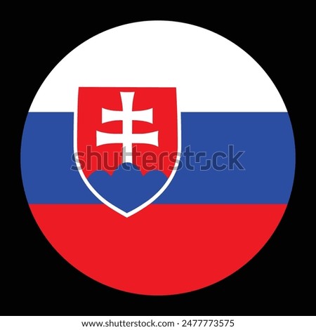 Circle badge Slovakia flag button vector illustration isolated. Europe union member country. State in east Europe. National symbol, coat of arms. Roundel Slovakia emblem banner.