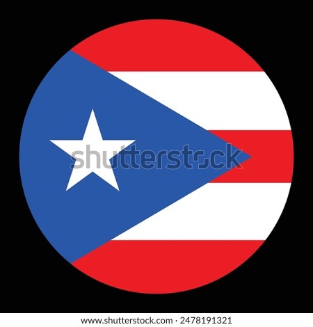 Circle badge Puerto Rico flag button vector illustration isolated on background. Central America state national symbol. Patriotic sign. Roundel Puerto Rico emblem banner.