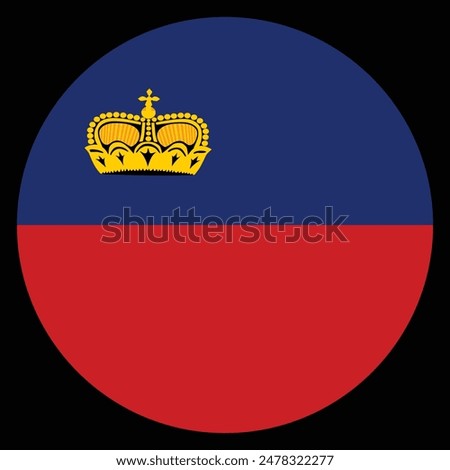 Circle badge Liechtenstein flag button vector illustration isolated. National symbol. State in Europe. Roundel Liechtenstein flag emblem banner.