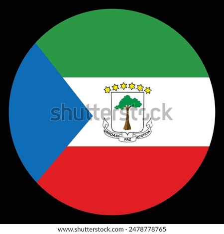 Circle badge Equatorial Guinea flag button vector illustration isolated. National symbol. Patriotic sign. Roundel Equatorial Guinea flag emblem banner.