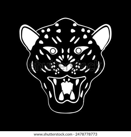 Leopard head vector silhouette illustration isolated. Wild beast open jaws. Democratic republic of Congo coat of arms. DR Congo emblem banner national symbol, country in Africa. Patriotic sign.