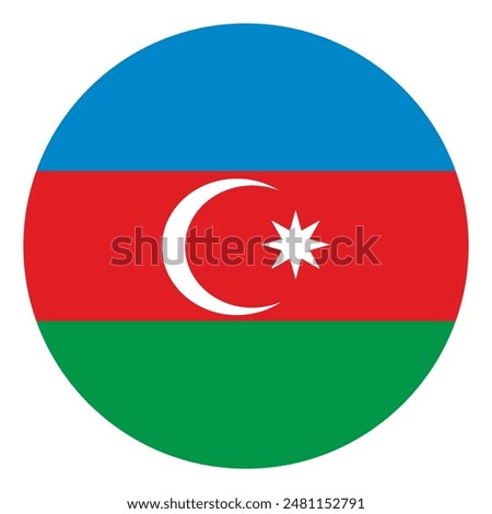 Circle badge Azerbaijan flag button vector illustration isolated. Country in Asia national symbol. Patriotic sign. Roundel emblem Azerbaijan banner.