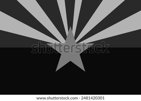 Black and white Arizona flag vector illustration isolated. United states of America. National symbol. Patriotic sign. Arizona emblem banner.