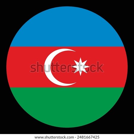 Circle badge Azerbaijan flag button vector illustration isolated. Country in Asia national symbol. Patriotic sign. Roundel emblem Azerbaijan banner.