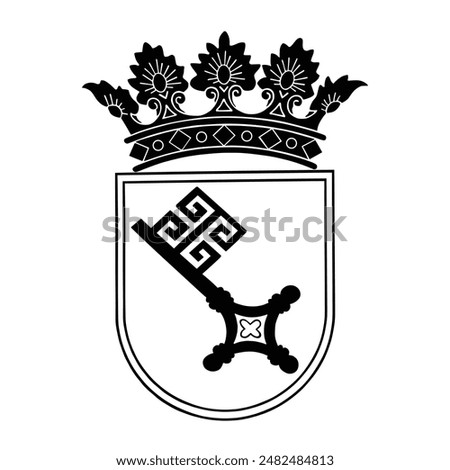 Middle coat of arms Bremen state vector illustration isolated. City in Germany. Graphic black and white Coat of arms of Bremen state on flag. National symbol emblem banner. 