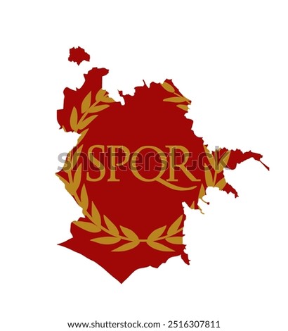 Rome city map vector silhouette illustration isolated on white background. City Rome flag map area shape shadow. Italy town plan. Europe city contour. Coat of Arms of empire.