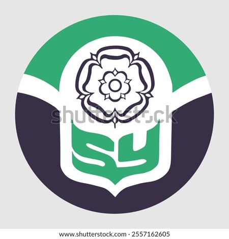 Circle badge South Yorkshire flag button vector illustration isolated. United Kingdom province. England territory. Roundel South Yorkshire emblem banner. Great Britain national symbol.