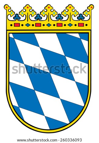 Small coat of arms of Bavaria, Germany, 
Original and simple flag isolated vector in official colors and Proportion Correctly, vector illustration isolated. Bavaria emblem, shield, national symbol.