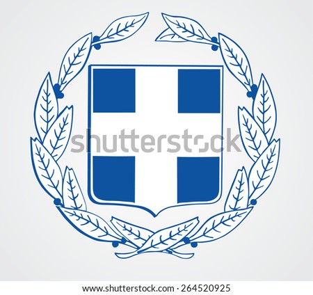 Vector Coat of arms of Greece, Original and simple Greece coat of arms isolated vector in official colors and Proportion Correctly.  