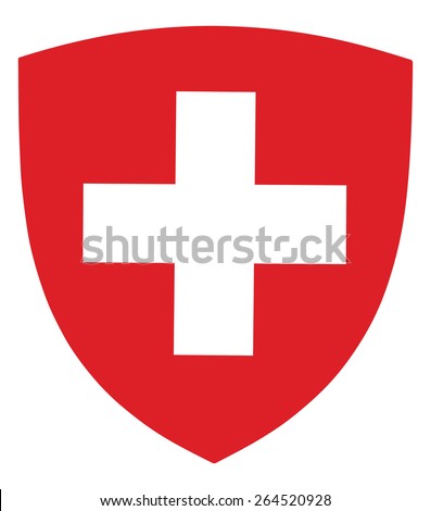 Switzerland coat of arms, seal, national emblem, isolated on white background. Vector Coat of arms of Swiss, Original and simple Switzerland coat of arms in official colors and Proportion Correctly.  