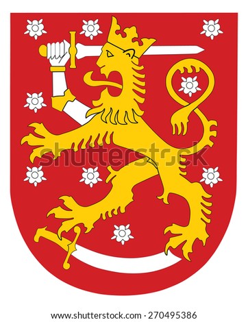 Vector national coat of arms of Finland, Original and simple Coat of arms of Finland flag isolated vector in official colors and Proportion Correctly.
