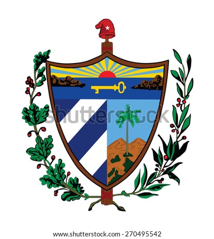 Vector illustration of the national coat of arms of Cuba
Cuba coat of arms, seal or national emblem, isolated on white background.

