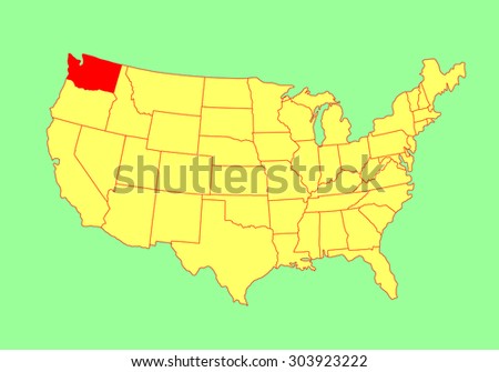 Washington State, USA, vector map isolated on United states map. Editable blank vector map of USA. 