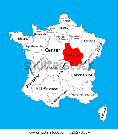 Vector map of state Burgundy, location on France. France vector map. Burgundy map. France map. Imagine de stoc © 