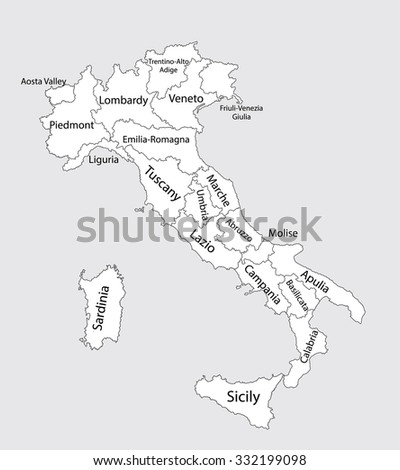 Editable Blank Vector Map Of Italy. Vector Map Of Italy Isolated On ...