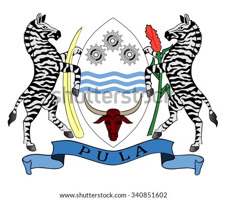 Republic of Botswana coat of arms, seal or national emblem, isolated on white background, vector illustration.
