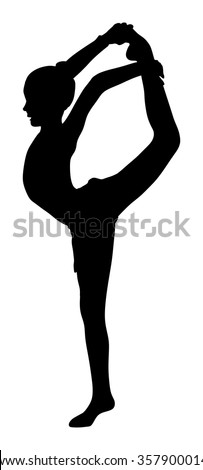 Athlete woman in gym exercise. Ballet girl vector figure isolated on white background. Black silhouette illustration of gymnastic woman.