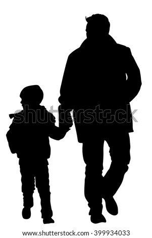 Rear View Of Father And Son Holding Hands While Walking On The Street ...