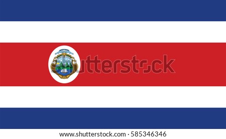 Costa Rica vector flag with coat of arms. Central America country. Costa Rica flag vector and national coat of arms.
