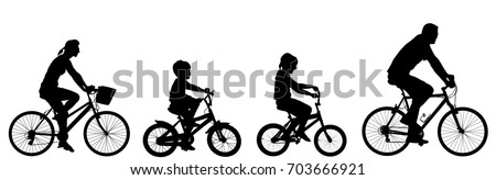 Similar – Image, Stock Photo Silhouette of people, riding a bike or strolling in the sunshine