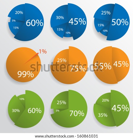 Colorful Pie Chart Set - Infographics - vector eps10 