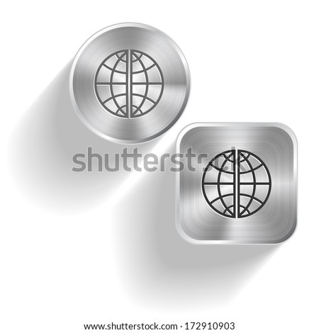 Globe. Vector set steel buttons