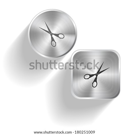 Scissors. Vector set steel buttons