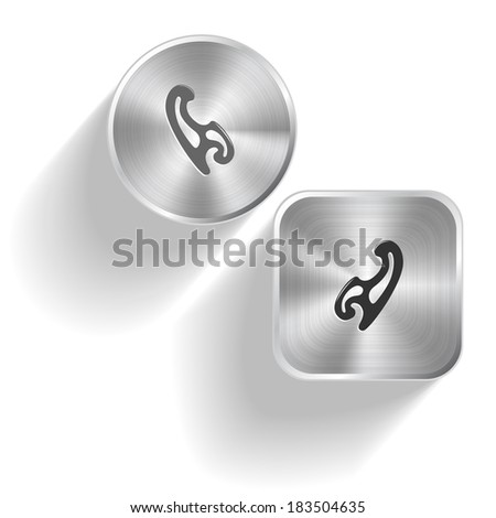French curve. Vector set steel buttons