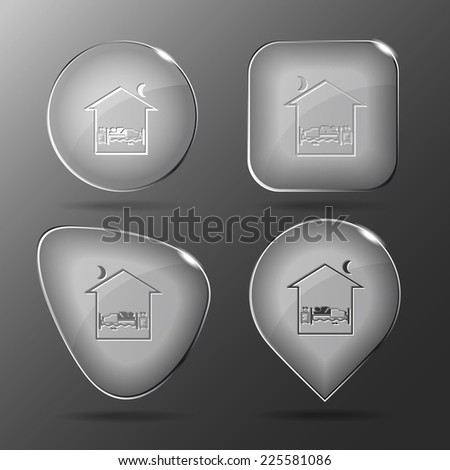 Home bedroom. Glass buttons. Vector illustration.