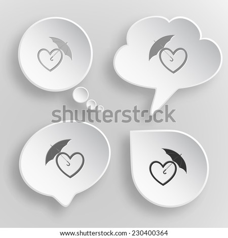 Protection love. White flat vector buttons on gray background.