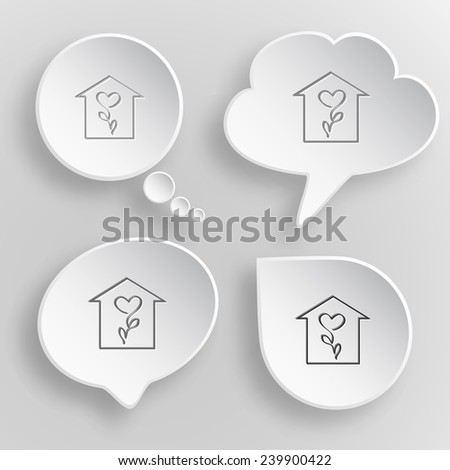 Flower shop. White flat vector buttons on gray background.