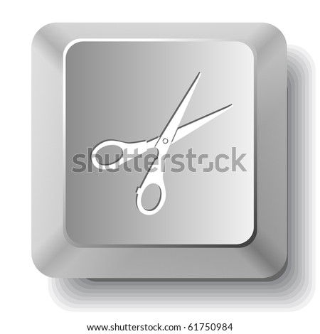 Scissors. Vector computer key.