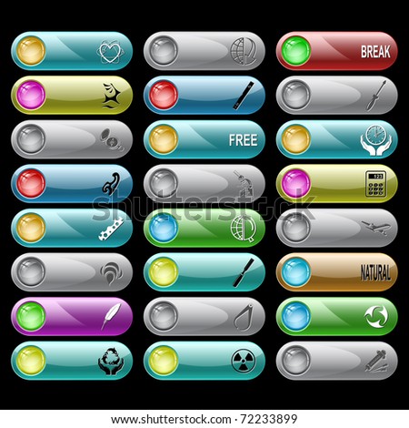 Vector set of internet buttons. 24 elements.