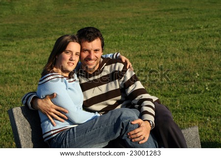 casual young couple in the park