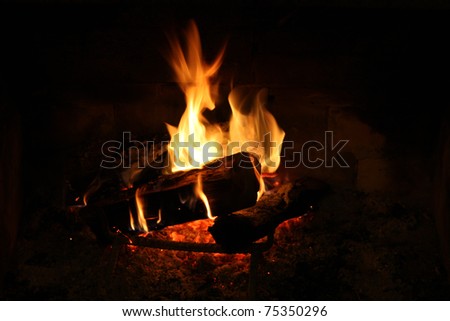 nice home fire in the fireplace, home photo