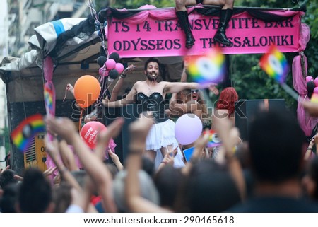 GREECE, Thessaloniki JUNE 20, 2015: Participants and members of the LGBT community during the 4th Gay and Lesbian Pride Festival in Thessaloniki.