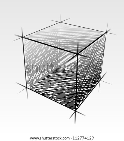 Hand drawn isolated vector cube