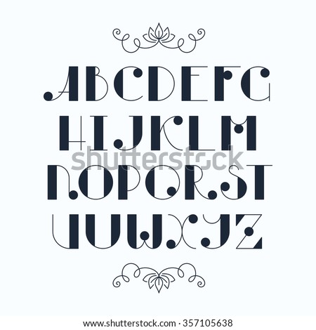Latin elegant cute typescript. Capital letters, monochromatic font. Imagine de stoc © 