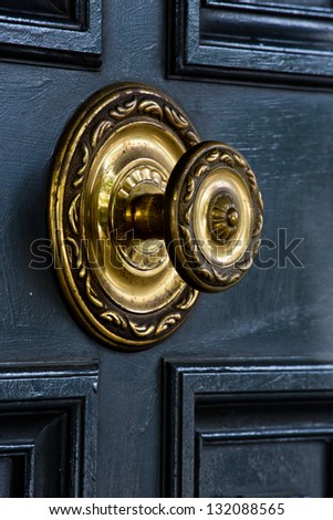gold door handle on black door