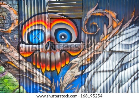 MELBOURNE - DEC 12: Street art by unidentified artist. Melbourne\'s graffiti management plan recognises the importance of street art in a vibrant urban culture - Dec 12, 2013 in Melbourne, Australia