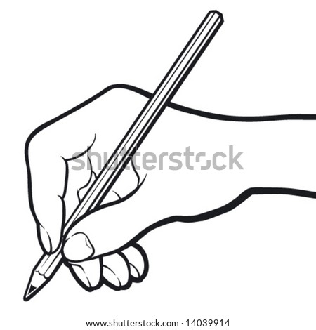 Hand With Pencil. Black And White. Stock Vector Illustration 14039914 ...