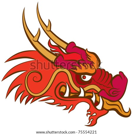 Dragon Red Head. Artwork Inspired With Traditional Chinese And Japanese ...