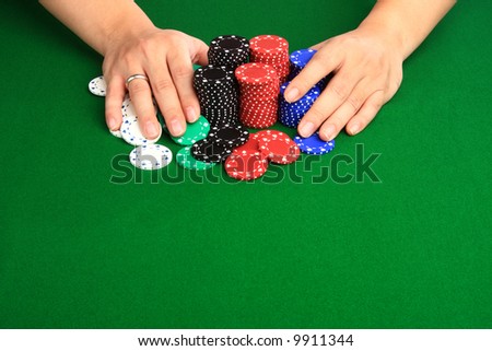 Player pushing chips into the pot going \