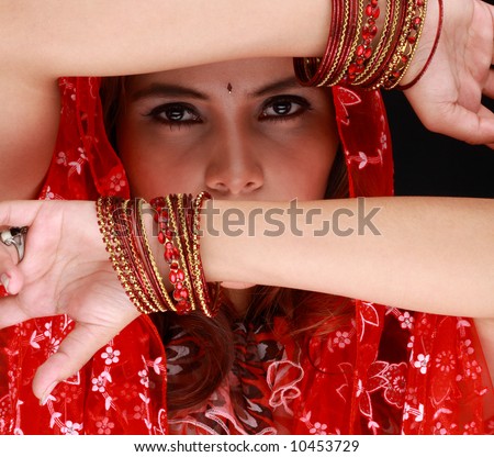Portrait of a middle eastern dancing beauty with sexy eyes staring at you
