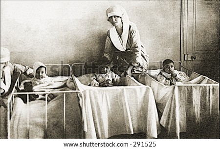 Vintage photo of Nurses And Babies In Nursery