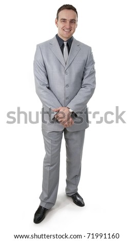 Serious and clever businessman on a white background.